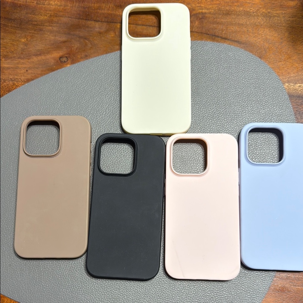 Stylish Phone Case Set - Black, Cream, Tan, Pink, Blue
